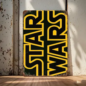 1pc 2D Plane Star Wars Metal Tin Sign Wall Art - Vintage Style Iron Decoration, Includes Classic Movie and TV Characters, Perfect for Home, Office, Garage, Bar - Gift for Star Wars Fans, Star Wars Room Decoration