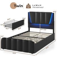 Twin Bed with 4 Drawers - Black