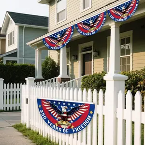 250TH of Freedom Bunting Fan Flagfor American Indoor Outdoor Party Wall Decoration with 3 Grommets