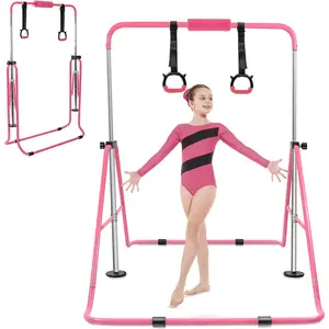 Gymnastics Bar for  with Rings, Folding Gymnastics Bars Horizontal Bar for  Ages 3-10, Expandable for    Gifts for Girls Boys