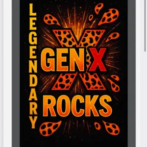 Gen-Xers Rocks Legendary Adjustable Rectangular Shaped Stickers with Bold Orange Design and "GENX ROCKS" Text