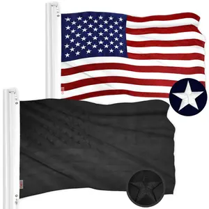 G128 Combo Pack: USA  3x5 Ft Embroidered Stars & All Black USA  3x5 Ft Embroidered Stars