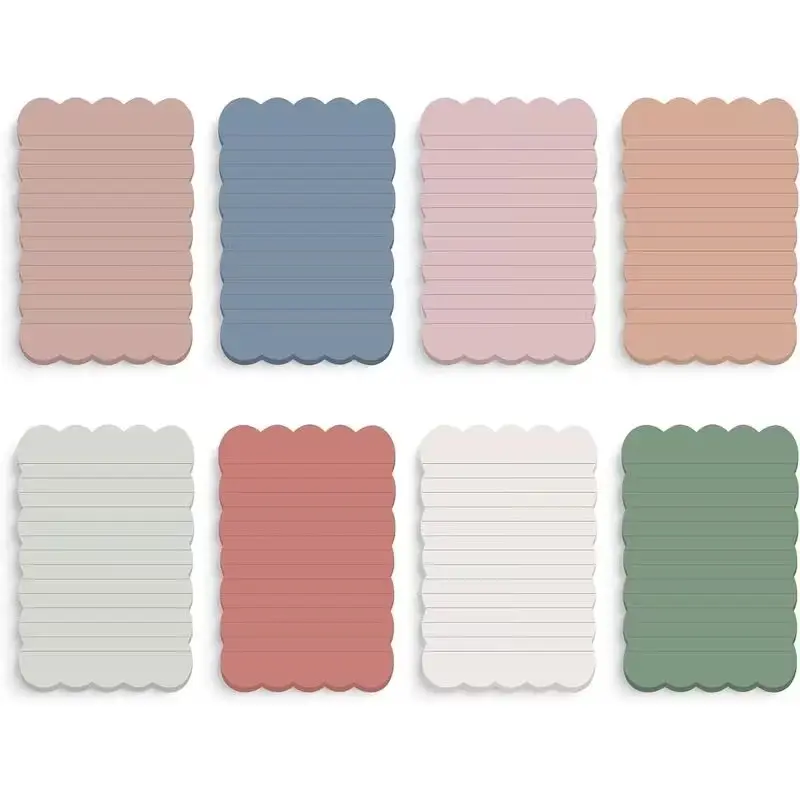 8 Pads Scalloped Edges Aesthetic Sticky Notes Bulk Colorful Cute Wavy Self Sticky Note Pads 10.16cm X 15.24cm Lined Rainbow Colors Note Pads for Back to School Office Supplies 240 Sheets Memo Pads