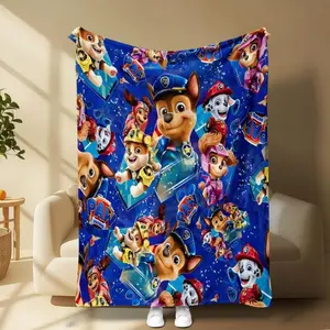 Paw Patrol Kids Blanket, Soft Flannel Throw with Cartoon Puppy Print, Lightweight Cozy Plush for Bed, Sofa, Travel, All Seasons
