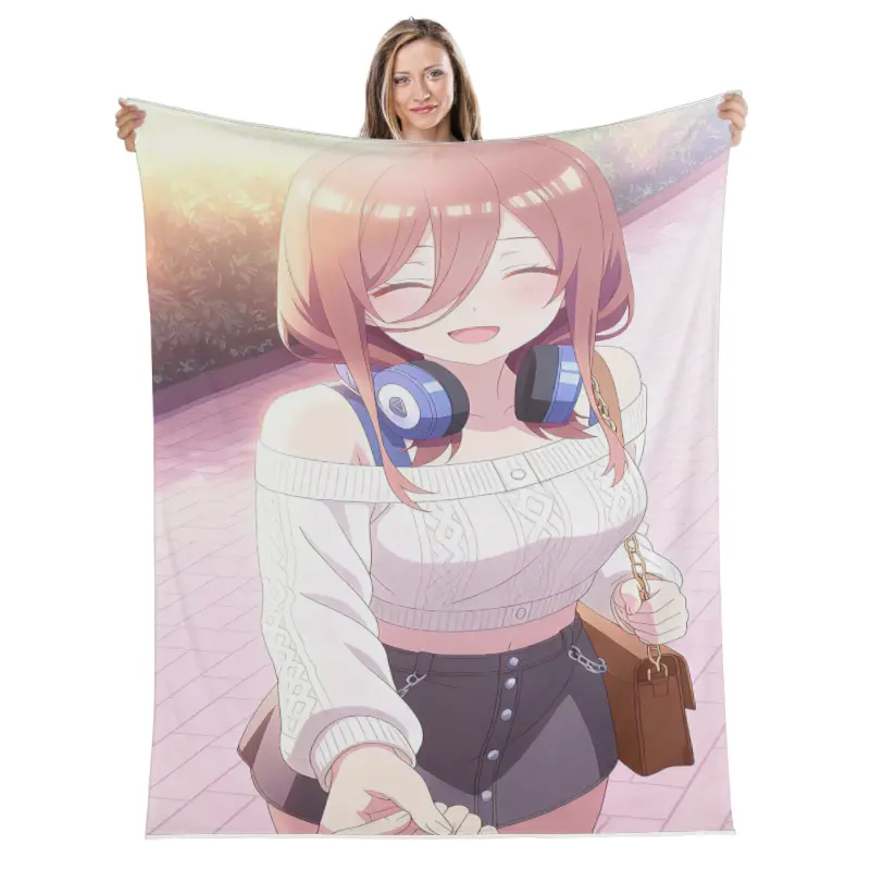 The Quintessential Quintuplets Miku Ultra-Soft Micro Fleece Blanket Super Soft Throw Blanket Flannel Fleece Blanket for Couch Bed Sofa Travelling Camping