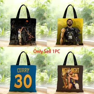 sport basketball accurate shooter NBA Stephen Curry Storage Bags Canvas Bags Series Print Bag Lightweight Shoulder High Appearance Large Capacity Minimalist  Soft Fabric Bag Shopping Bags