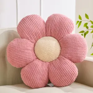 Flower Shaped Decorative Daisy Pillow Cute Throw Pillow Soft Flower Floor Pillow Seat Cushion Pink Cushion for Bed 15.7"