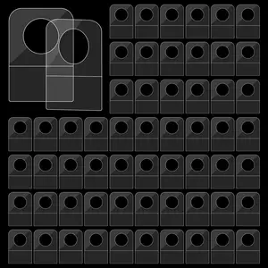 300 count Clear Hang Tabs with Round Hole Self Adhesive Folding Plastic Sticky Retail Hang Tabs for  Items Store Hanging Retail Small  Items Display(7/8 x 1-1/4 Inches)