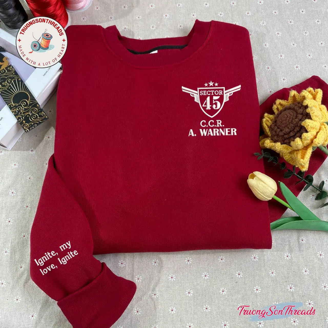 Shatter Me Warner Embroidered Sweatshirt – Sector 45 CCR Bookish Uniform BookTok Merch for Readers