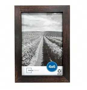 Mainstays Rustic Brown 4x6 Digital Picture Frame, Tabletop & Wall Mount Camera Accessory, Farmhouse Home Decor for Family Photos