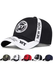 Unisex Ny Patchwork Baseball Cap, Adjustable Fitted Sun Protection Hat, Casual Outdoor Travel Beach Vacation Headwear for Men Women