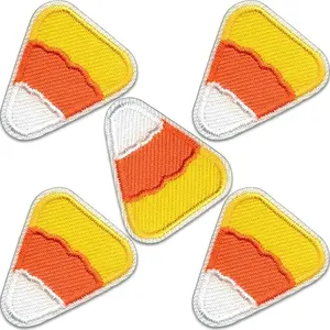 Candy Corn Patches (5 Pack), Halloween Iron On Patch Appliques, Spooky Iron-On, Glue On, or Sew On to Clothing, Hats, Backpacks, Jackets, Pants, & Accessories (Candy Corn)