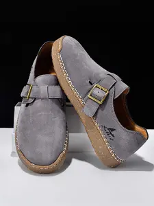 Men's Hand-Stitched Velcro Casual Loafers, Soft-Soled Flat Slip-On Moccasins, All-Season Comfort Walking Shoes for Daily Commuting & Driving