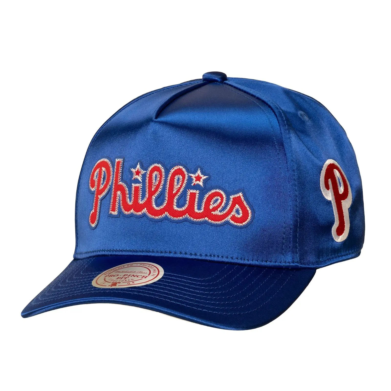 Philadelphia Phillies Royal Cooperstown Zig Zag Satin Pro Pinch Snapback Hat MLB Throwback Cap Adjustable Fan Gear Mitchell & Ness