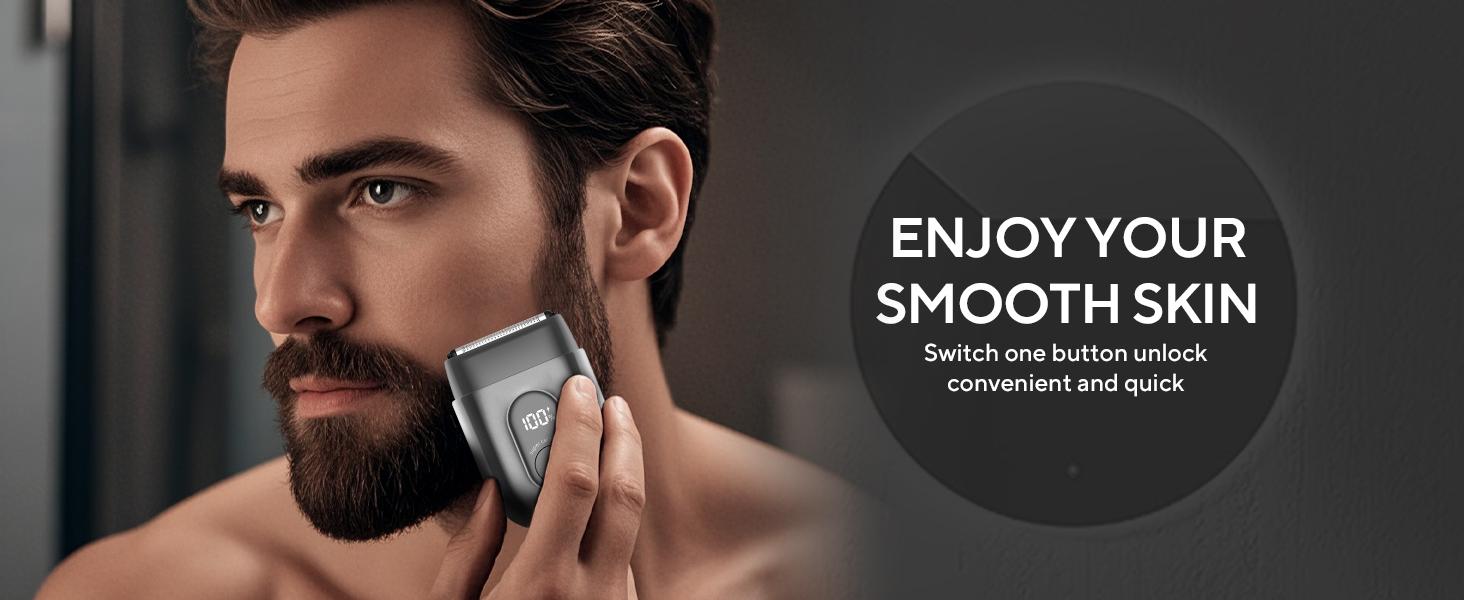 Akunbem Mini Electric Razor for Men , Waterproof & Comfortable One-Button Long Lasting for Travel & Daily Use, 2025 New Beard Shaver