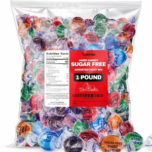 Sugar Free Hard Candy Assortment - 1 Pound Approx. 75 Individually Wrapped Fruity Flavored Holiday Sugar-Free Candy Discs Variety Bag For Snacks & Treats - Taboom