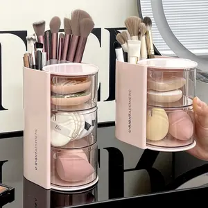 Powder puff storage box, rotating dust-proof beauty egg cushion stand, dressing table, multi-layer makeup brush rack, rotatable makeup box cushion stand, multi-layer makeup brush rack