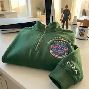 Embroidered BSAA Quarter Zip Sweatshirt, Resident Evil Inspired Gamer Apparel – FASTSHIPPING
