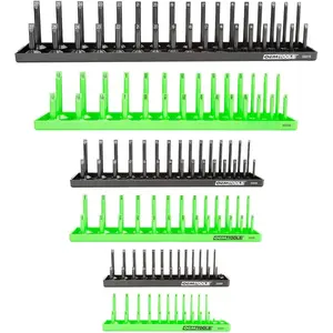 22233 Tool Storage Organizer for SAE and Metric Socket, 6 count Socket Organizers for 1/4", 3/8", and 1/2" Drive Sockets, Optimize Toolbox Organization