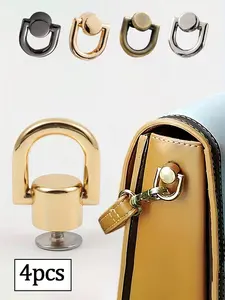 4 Piece Zinc Alloy Nipple Clasp Set, Detachable DIY Accessories with Screws, Bag and Phone Case Hardware, Metal Dual D Ring Buckle, Purse Accessories