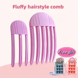 2Pcs Pink Hair Detangling Brush Flat Claw Clips Barrettes 3 or 6 Teeth High Skull Artifacts for Women's Curly Hairstyles Volume and Natural Puffy Effect No Trace Ideal for Home Styling Purple