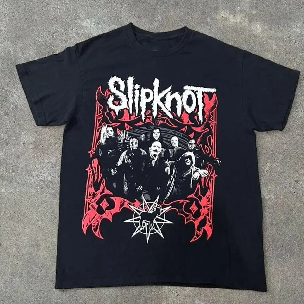 Slipknot Tour Style T-Shirt, Vintage Nu Metal Graphic Tee, Unisex Heavy Cotton