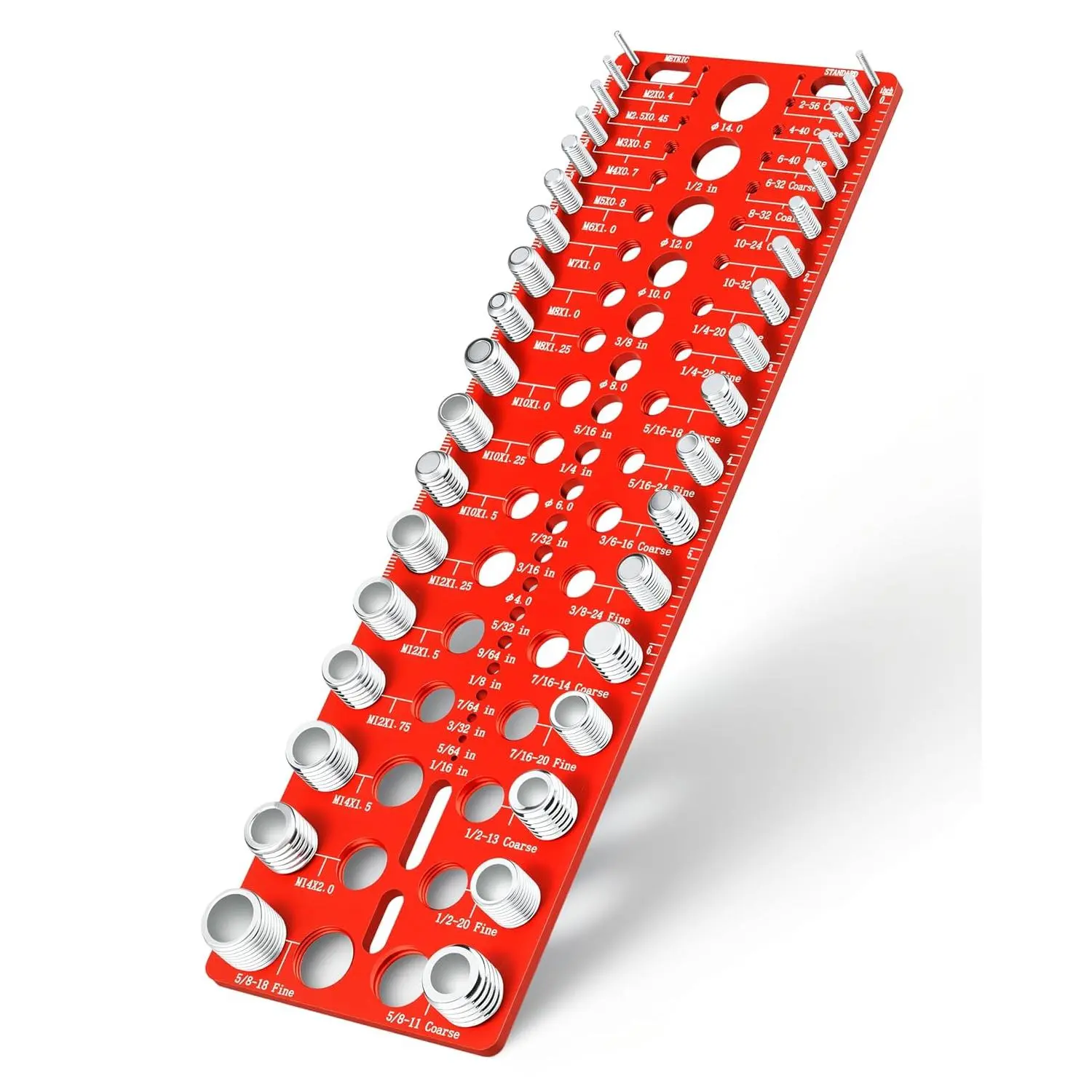 - 55 Nut & Bolt, Bolt Size and Gauge 19 Standard and 17 Metric Sizes & 19 Bit Gauge, and Nut Identifier Gauge for Easy Verifying Sizing