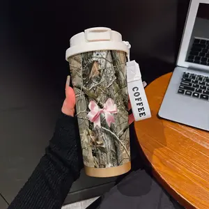 Abstract Withered Branch Bow Texture Coffee Cup, Portable Dual Drink Insulated Tumbler, Heat/cool Cup, Office, Travel, Outdoor Essential