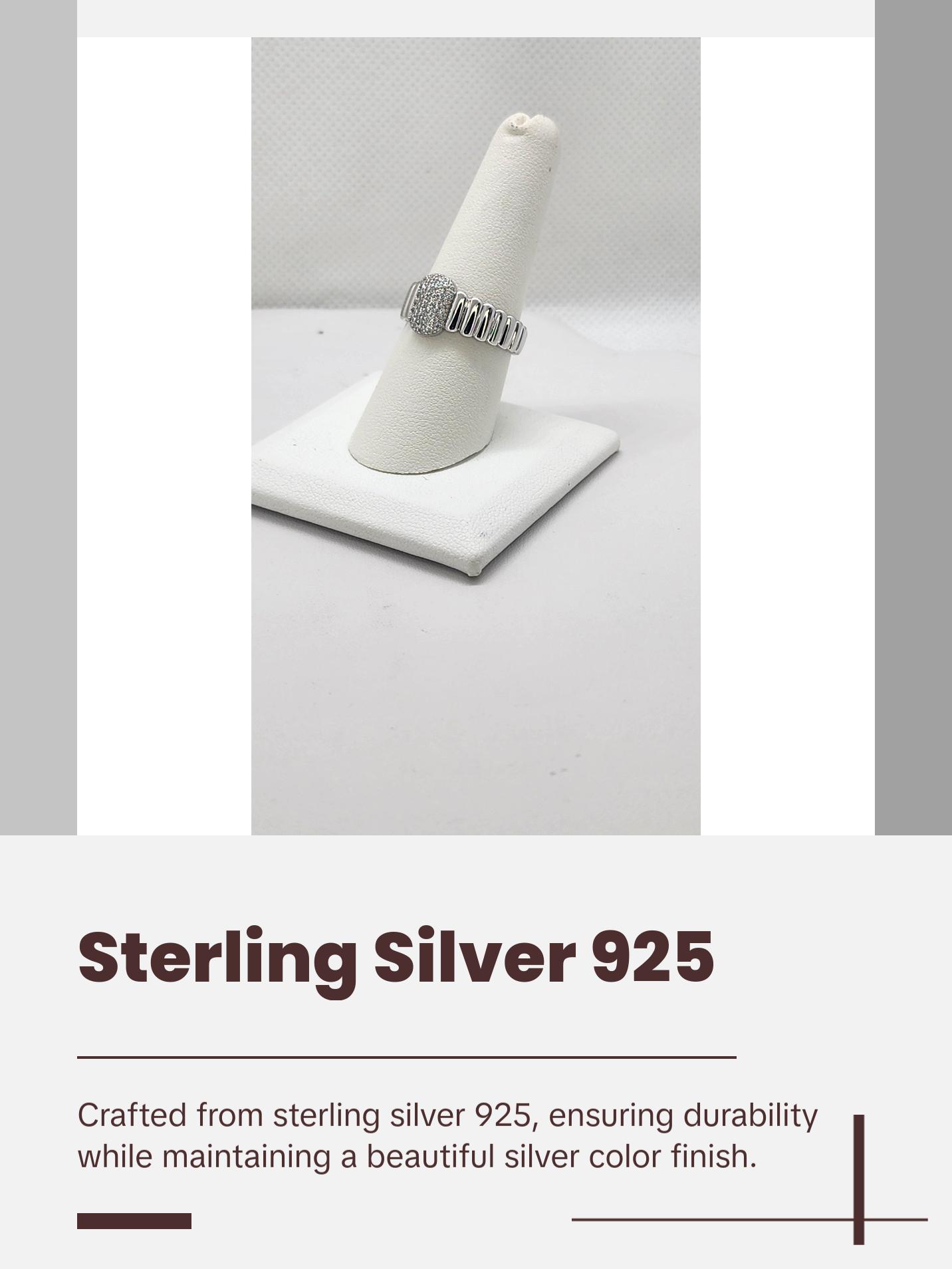 Brand New Sterling Silver 925 Rectangle Cz Ring