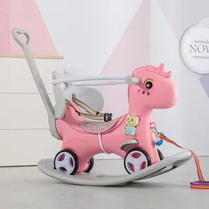 Rocking Horse for Toddlers , Balance Bike Ride On Toys with Push Handle, Backrest and Balance Board for Baby Girl and Boy, Unicorn Kids Riding Gift for Christmas Day Birthday 2026 New Years