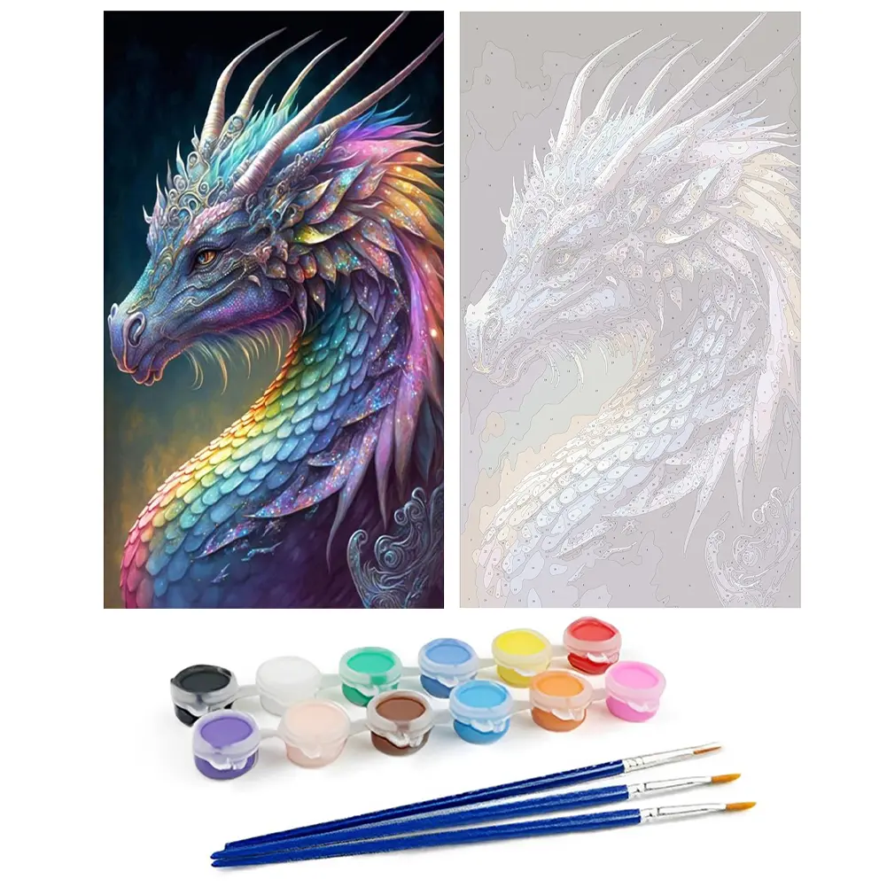 1pc DIY Paint by Number Kit Dragon Frameless Canvas Wall Art Gift Idea 40x70cm