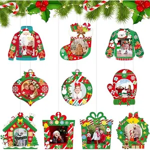 Christmas Picture Frame for Christmas Tree Decoration Ornaments DIY Gingerbread House Craft Kit for Xmas Photo Frame Classroom Activities Holiday Keepsake Christmas Party (20, Vintage Style)