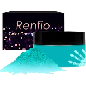 Thermochromic Pigment, 12g/0.42oz Temperature Activated Changes at 82℉/28℃ Resin Color Pigment Heat Sensitive Pigment Powder for Slime Add Ins Resin Dye Nail Fabric - Lake Blue to Colorless