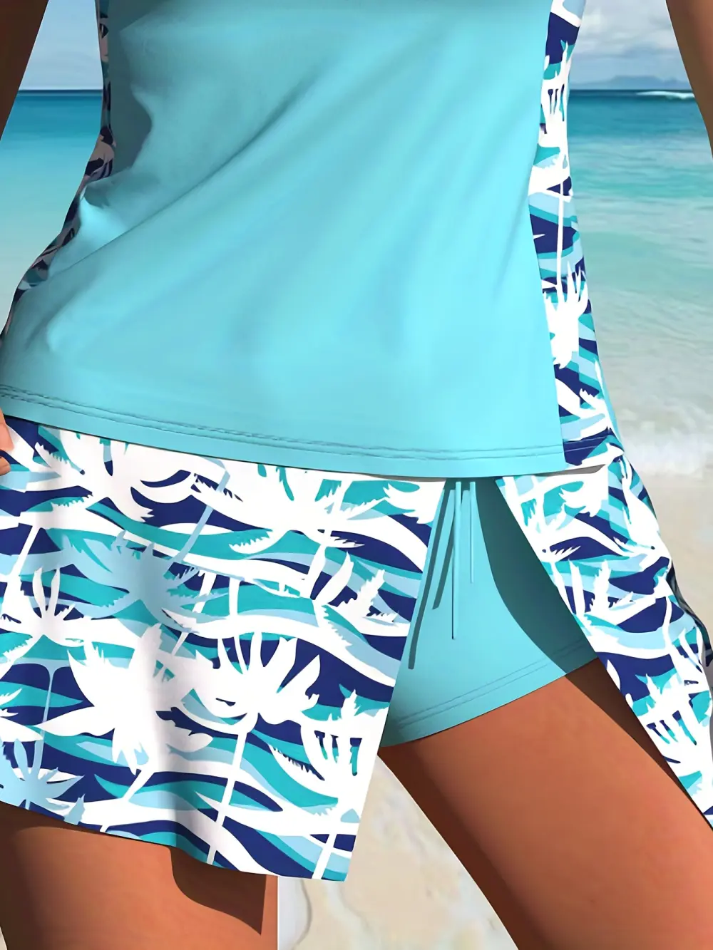 2026 Women's Modest Skirted Tankini Swimsuit, Printed Boy Short Bathing Suit for Beach Vacation