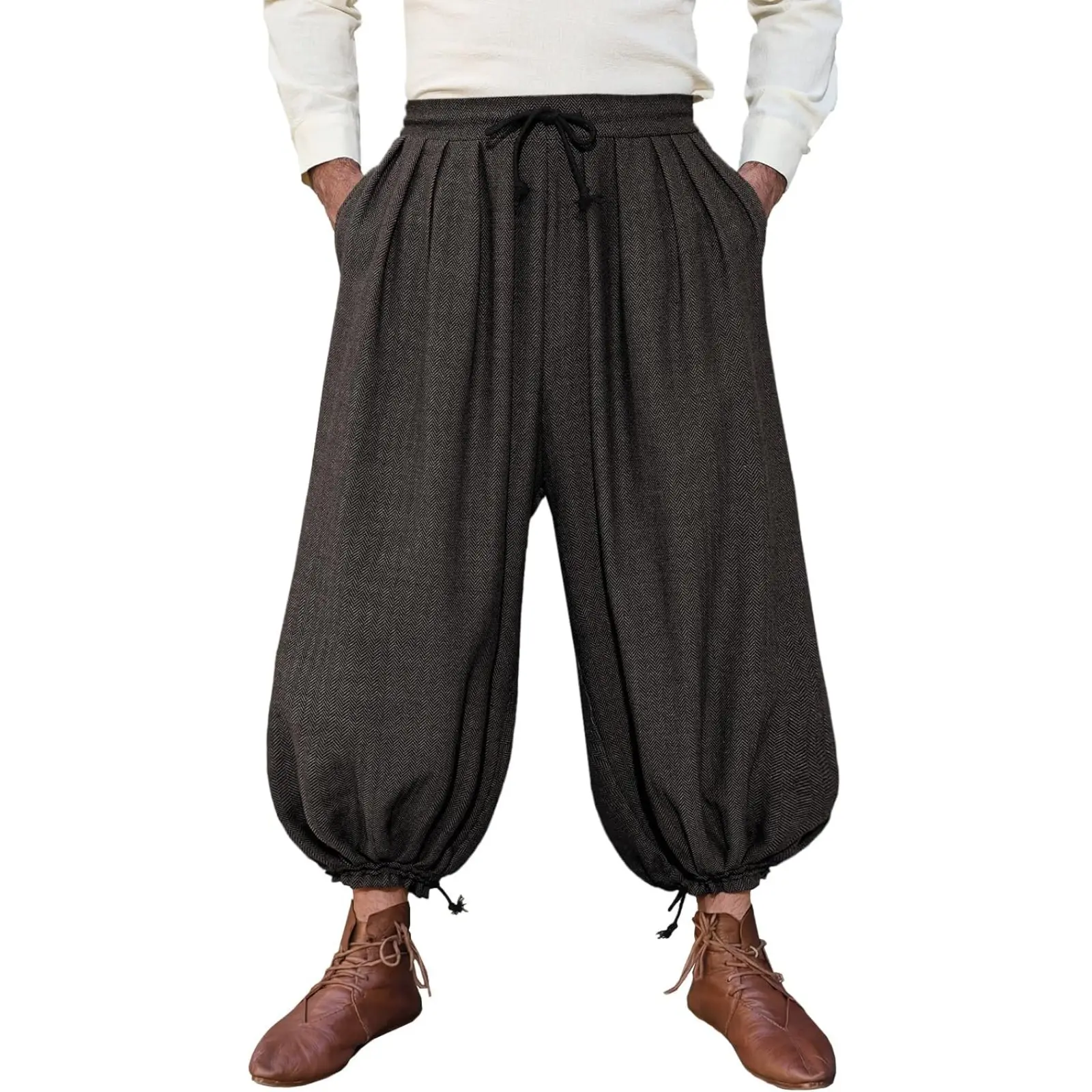 Runcati Mens Medieval Renaissance Pants Viking Navigator Baggy Harem Pants Pirate Halloween Retro Costume Trousers