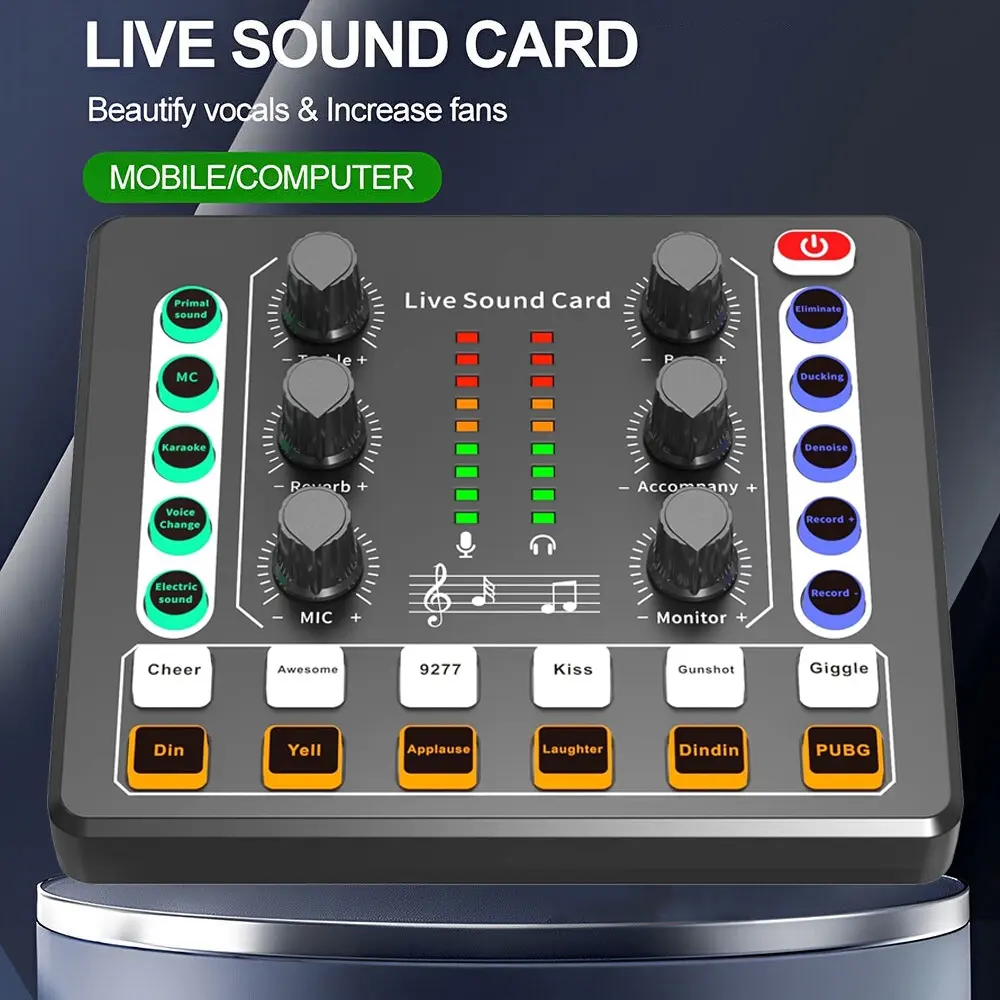 Compact Audio Mixer, USB Audio Mixer, Rechargeable Audio Interface with DJ Mixer Live Sound Card Effects and Voice Changer, Podcast Equipment Bundle Stereo DJ Studio Streaming, Streaming PC Mixer, Prefect for Live Streaming/Podcasting/Gaming