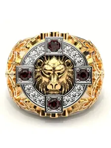 Vintage Men's Fashion Elegant Unique Bull Pattern Statement Multi Ring, Wedding Engagement Party Jewelry Gift, 1pcs Retro Style Accessory