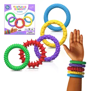 5pc Sensory Hand Ring Fidget Toy Set, Decompression Squeeze, Unique Texture Design, Ideal for Stress Relief & Focus Enhancement, Perfect for Daily Use