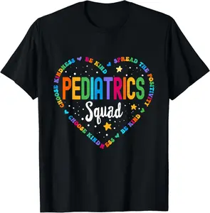 100% Cotton Retro Pediatrics Squad Heart Peds Registered Nurse School T-Shirt