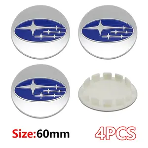 4 Piece 60mm Car Wheel HUB Center Caps, Tire Wheel Cap Markers, Logo, Fits Subaru Xv Wrc Wrx Brz Forester Tribeca Impreza Legacy Outback Sti Models