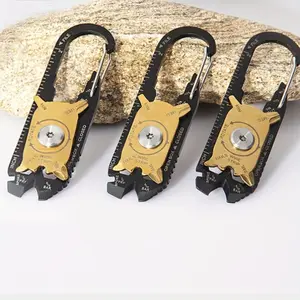 Stainless Steel Mini Multitool Carabiner with Wrench, Screwdriver, Bottle Opener - Compact EDC Gear, Uncharged, Single Pack