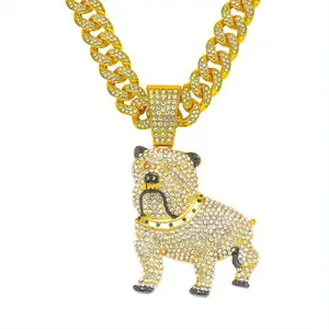 Mens Bulldog Pendant - Hip Hop Jewelry with Chain, Mens Bold Bulldog Necklace, Street Trend Dog Lover Gift