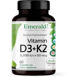 Vitamin D3+K2 - Vitamin D & VitalDelta MK-7 for Bone Health & Heart Support* - Vegetarian, Gluten-Free, Clinical Potency - 60 Vegetable Capsules