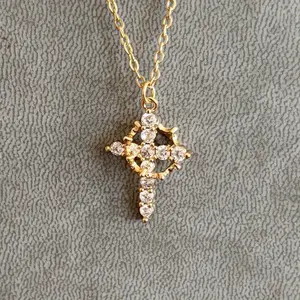 Elegant Cross Pendant Necklace with Adjustable Crown - Stunning Cubic Zirconia Accents in Durable Stainless Steel, Ideal for Casual Wear & Thoughtful Gifting