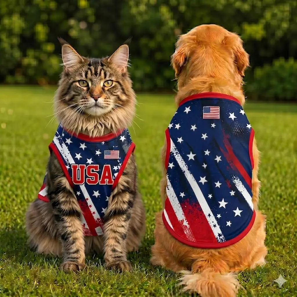 Print USA Pet Soccer Jersey, USA Crewneck Jersey Shirt for Dogs Cats, Soccer Outfit for Dogs Cats, Gift for Dogs Cats
