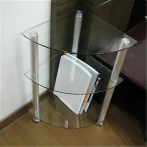 212 MAIN Classic Corner Glass-and-Aluminum Bookcase - Transparent, 16x16x29.5in, Easy-to-Assemble RTA Utility Stand for Home, Office