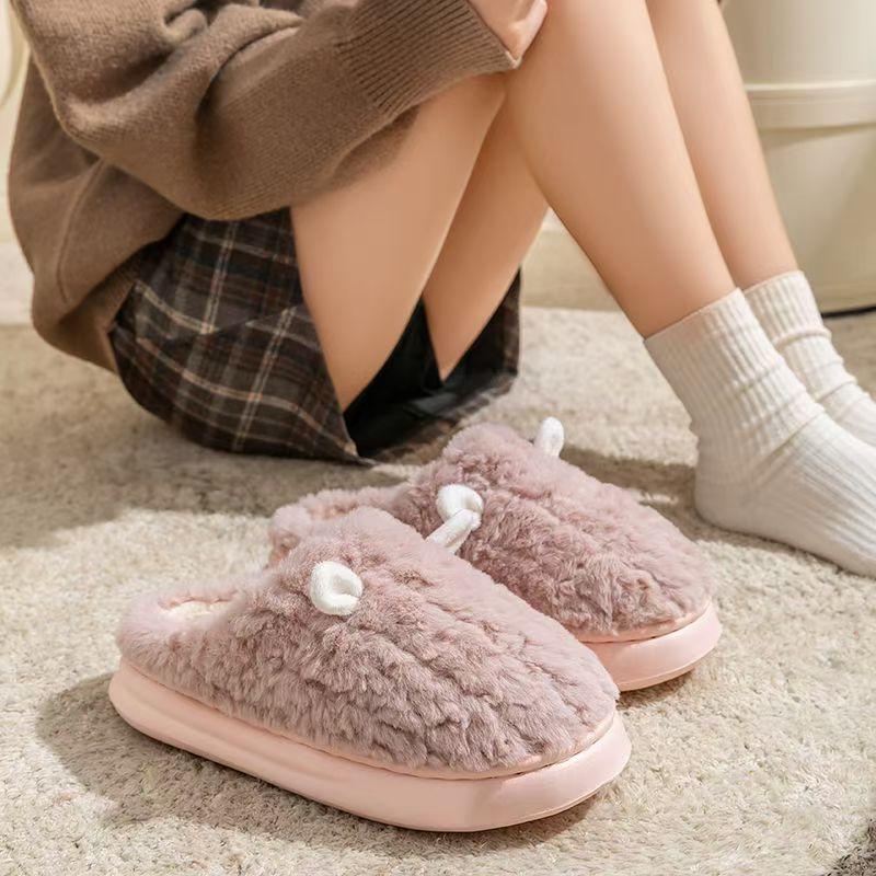 Cute Animal Ear Fuzzy Slippers - Super Warm Cozy House Slippers for Winter winter warm fleece