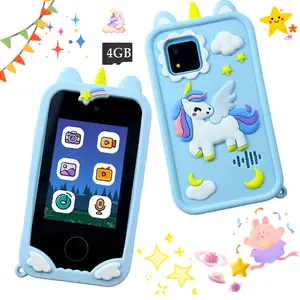 Children Lovely Play Phone, Unicorn Appearance, Soft Silicone Shell, HD Dual Cameras, Storage Card Compatible, Various Apps, Interactive Learning Touch Screen Toy, Holiday Gift For Kids Ages 3-12