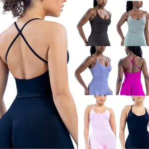 Dfyne Sexy Crossover Tank Top Sports Set |   Crossover Waist + Hip-Lifting Pants to Define Your Hourglass Figure |   Elegant Yoga and Fitness Look