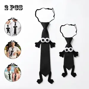 2 Pack Funny Monster Neckties, Adjustable No-Tie Fun Cartoon Neckties, Adult Kids Universal Neckties, Halloween Party Props, Family Fun Toys